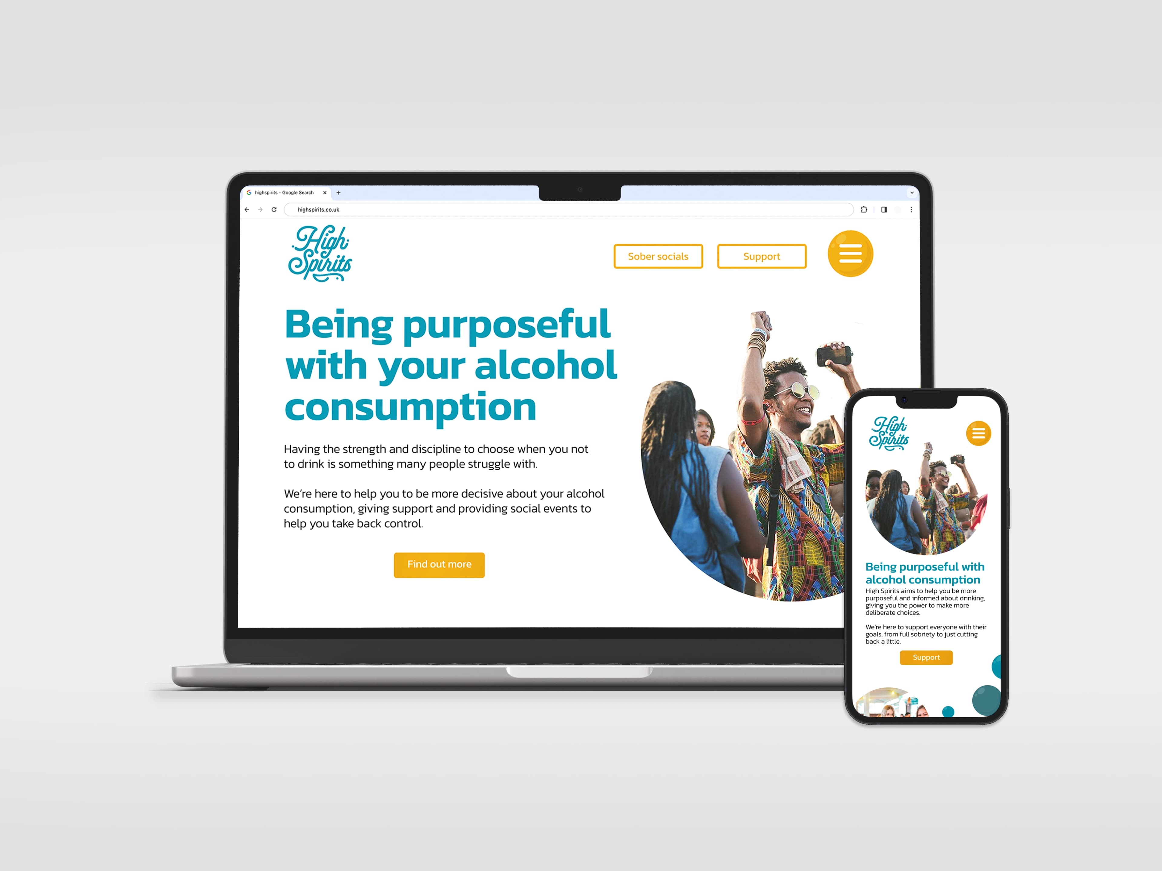 High Spirits Website — UI/UX desktop and mobile prototypes